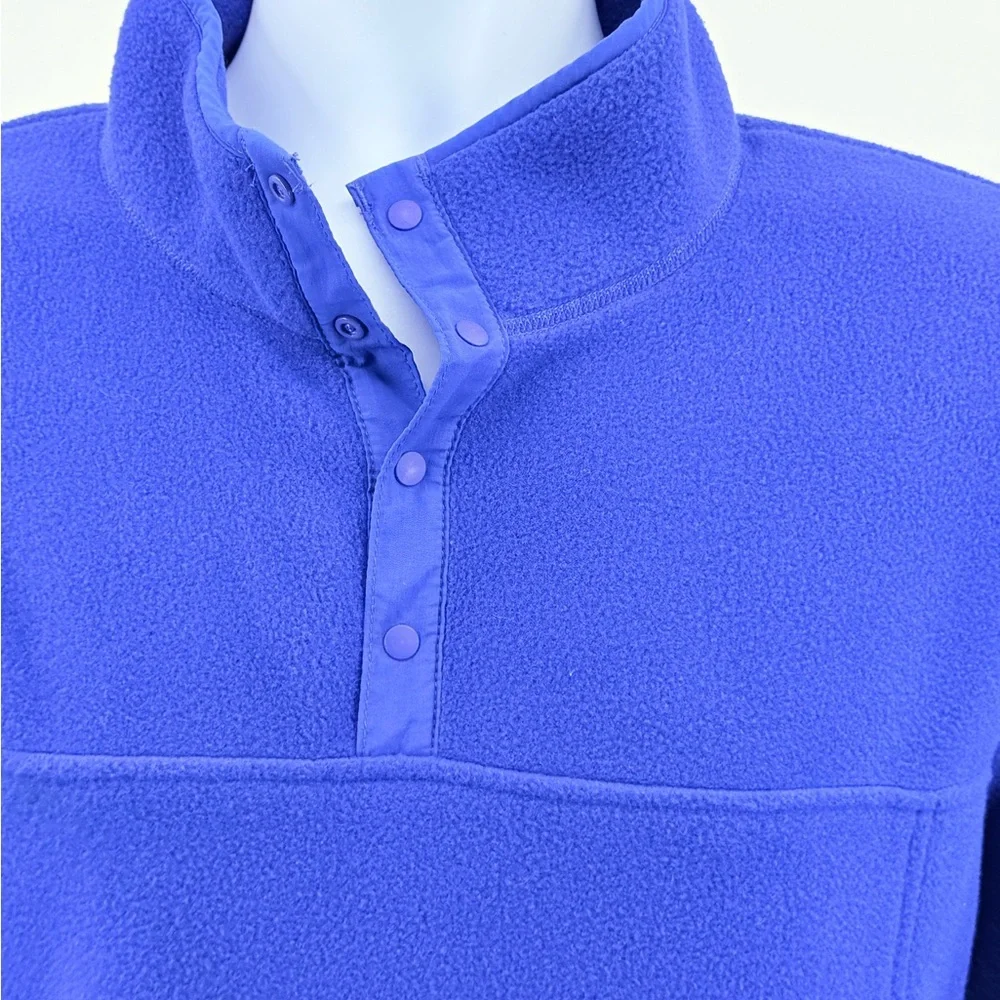 LL Bean Electric Blue 1/4 Snap Up Polartec Fleece‎ Pullover Men's Sz L Reg 0BFC3